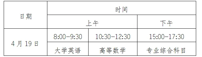 怀化学院2025年专升本考试时间